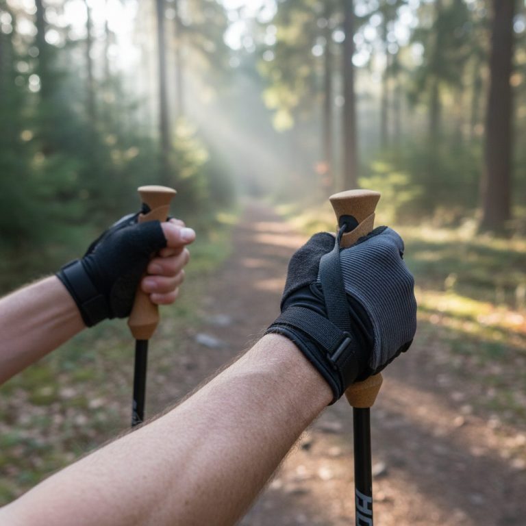 LEKI スピンショートのストラップとグリップのクローズアップ